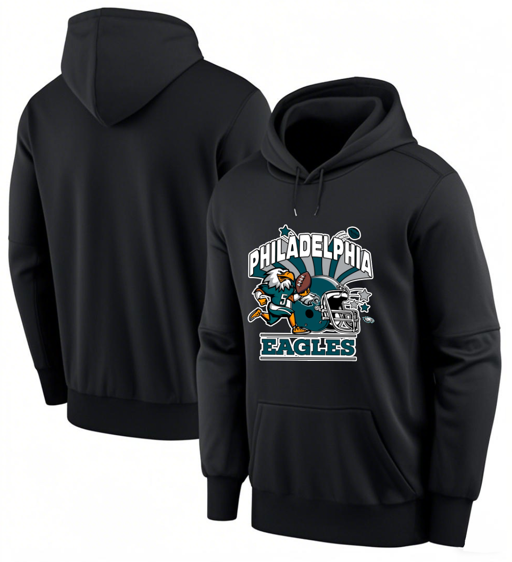 Men 2025 Philadelphia Eagles black hoodie->philadelphia eagles->NFL Jersey